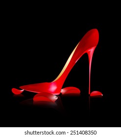 red shoe and petals