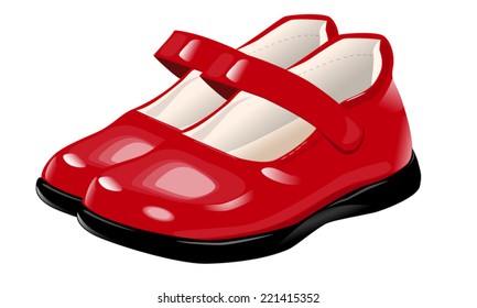 red shoes for girls on the black lacquered soles
