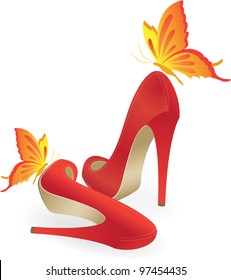 Red shoes high-heeled