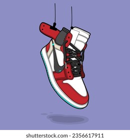 Red Shoes On The Wall Illustrator Vector