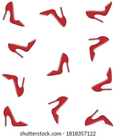 Red shoes seamless pattern. Vector illustration with isolated design elements