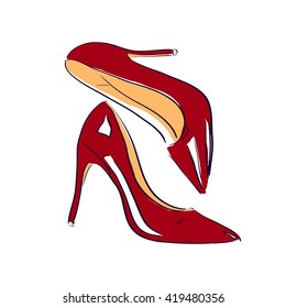 Red shoes sketch illustration