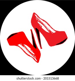 Red shoes. Vector illustration