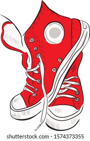 Red shoes vector isolated illustration on white background. 
