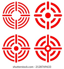 Red shooting target vector icons isolated on white background