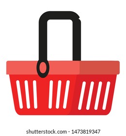 Red shop basket icon. Flat illustration of red shop basket vector icon for web design