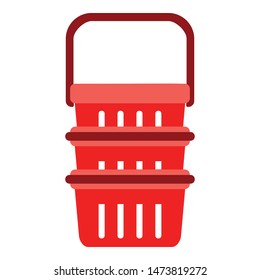 Red shop basket stack icon. Flat illustration of red shop basket stack vector icon for web design