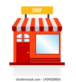 red shop buildings flat design