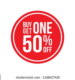 Red Shop Vector Sign For A Buy One Get One 50% Off Clearance Circular Round