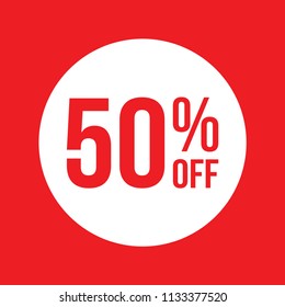 Red Shop Vector Sticker Sign For 50% Clearance Off
