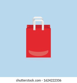 Red shopping bag flat design. Vector