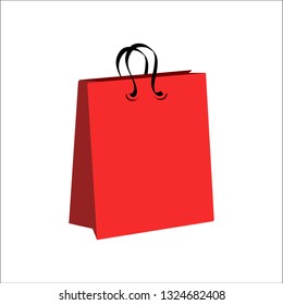 red shopping bag icon over white background
