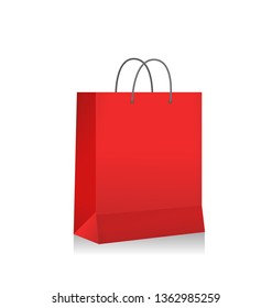 Red shopping bag isolated on white. Vector illustration