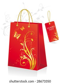 Red shopping bag and label