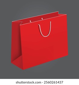 Red shopping bag mockup vector with isolated background.