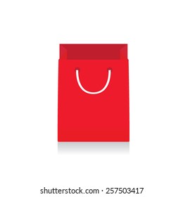 Red shopping bag with shadow. Vector illustration eps10.