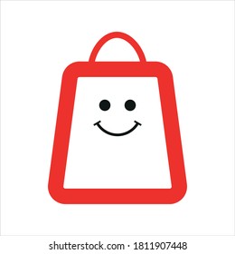 Bolsa de compras roja Sonriente Cara Modelo de vectores para cualquier mercado