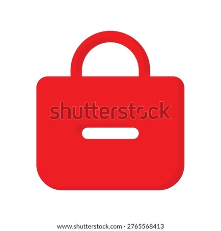 Red shopping bag vector icon with minus sign for item removal