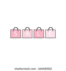 Red shopping bag. vector illustration.