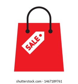 Red shopping bag. Vector. Isolate on white background.