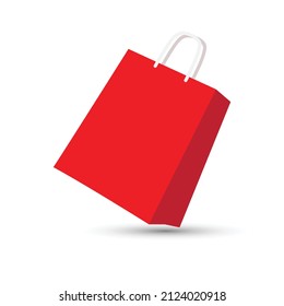 Red shopping bag vector on white background