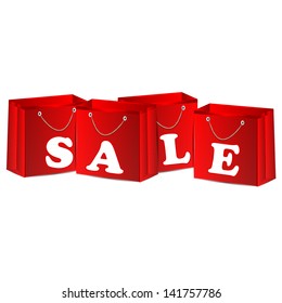 red shopping bags on white background