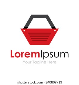Red shopping basket elements icon logo