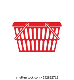 Red shopping basket icon. vector illustration