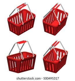 Red shopping basket. Illustration on white background