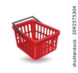 red shopping basket isolated on white background for shopping advertising design,vector 3d for promotion shopping concept design