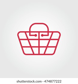 Red shopping basket line art icon