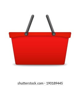 Red shopping basket on white background, vector eps10 illustration