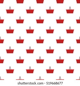 Red Shopping Basket Pattern. Cartoon Illustration Of Red Shopping Basket Vector Pattern For Web