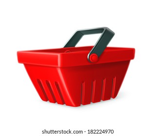 Icono del vector de la cesta de la compra roja