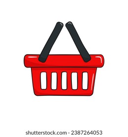 Red shopping basket. Vector illustration