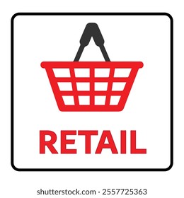 Red shopping basket with the word retail 