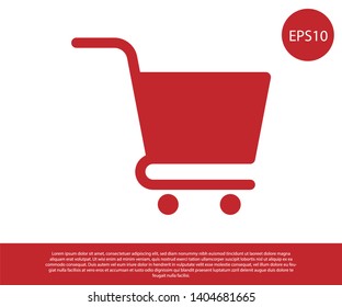 Red Shopping cart icon isolated on white background. Online buying concept. Delivery service sign. Supermarket basket symbol. Vector Illustration