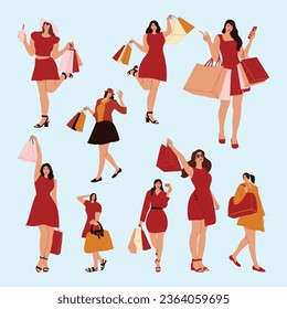 Red Shopping Girl Character Collection