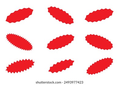 Red shopping labels collection. Sale or discount sticker. Special offer price tag. Promotional badge. Vector sunburst icon eps 10