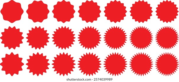 Red shopping labels collection. Sale or discount sticker. Special offer price tag. Supermarket promotional badge. Vector sunburst. New Tag red. Special Offer Icon. Sticker. Deal Label