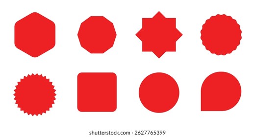 Red shopping labels collection. Sale or discount sticker. Special offer price tag. Supermarket promotional badge. Vector illustration