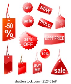 red shopping tags, vector