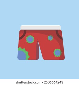 red short pants in flat vector design.