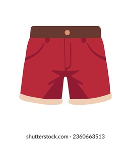 Ilustración vectorial de pantalones cortos rojos, pantalones cortos planos rojos con arte vectorial de lista de cremas aislados en fondo blanco