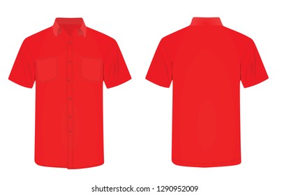 Red short sleeve shirt. vector illustration