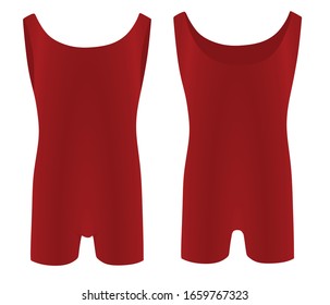 Red short unitard. vector illustration