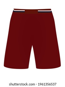 Red shorts, front  view, vector illustration