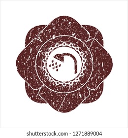 Red shower icon inside distress rubber grunge texture stamp