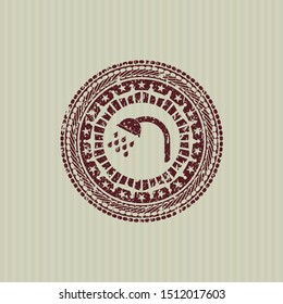 Red shower icon inside distress grunge style stamp