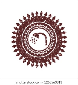 Red shower icon inside rubber grunge texture seal